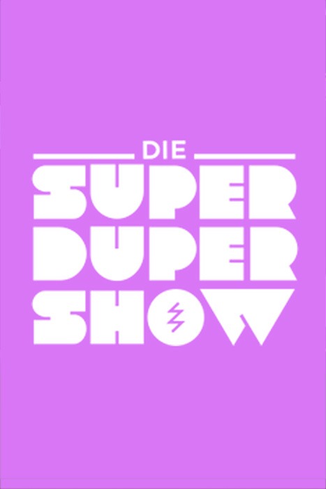 Logo reading 'DIE SUPER SHOW' in bold geometric white letters on a purple background, with a lightning bolt symbol inside a circle in the middle.